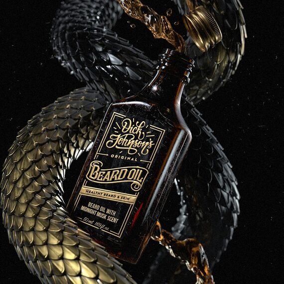 Dick Johnson Bartöl Midnight Musk Duft 50 ml – Bart Öl mit Arganöl, Jojobaöl und Mandelöl – Bartpflege für Männer zur täglichen Anwendung & Bartwachstum – Geschenk für Männer – Made in Finnland