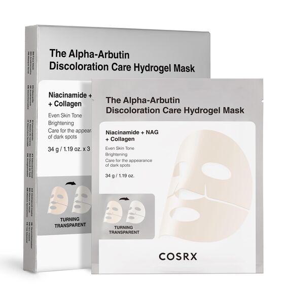 COSRX The Alpha-Arbutin Discoloration Care Hydrogel-Gesichtsmaske, 3 Stück – Kollagen-Gesichtsmaske, Reise-Essential, Overnight-Maske, Korean Skincare