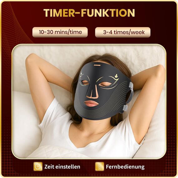 Rotlichtlampe LED Maske – 4-Farben-Lichttherapie mit 240 LEDs, Wiederaufladbare Lichttherapie für Anti-Aging, Hautverjüngung und Straffung (Schwarz2)