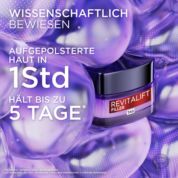 L'Oréal Paris Gesichtspflege Set, Anti-Aging Hyaluron Tagespflege und Nachtpflege gegen Falten, mit Micro-Filler Hyaluronsäure, Revitalift Filler, 2 x 50 ml (Packung mit 2)
