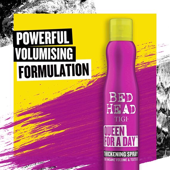 Bettkopf von TIGI | Queen For a Day verdichtendes Haar-Volumenspray | Professionelle volumengebende Haarprodukte | Ideal für feines, plattes und dünnes Haar | 311 ml, Verpackung kann variieren