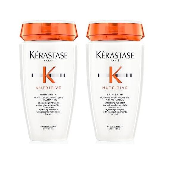 Kérastase Nutritive, Shampoo für normales bis leicht trockenes Haar, Feuchtigkeitsspendendes und revitalisierendes Haarbad, Ohne Parabene, Bain Satin Hydrating Shampoo, 250 ml (Packung mit 2)
