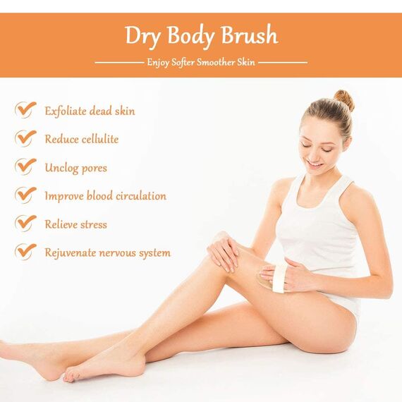 URAQT Trockenbürste, Rückenbürste Massagebürste Körperbürste Body Dry Brush Bürsten mit natürliche Borsten für Peeling Massage Verbessern die Durchblutung Cellulite (C-2PCS)