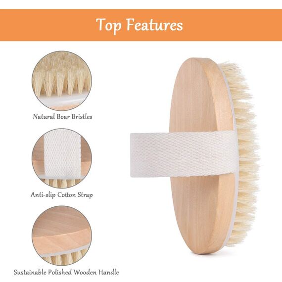 URAQT Trockenbürste, Rückenbürste Massagebürste Körperbürste Body Dry Brush Bürsten mit natürliche Borsten für Peeling Massage Verbessern die Durchblutung Cellulite (C-2PCS)