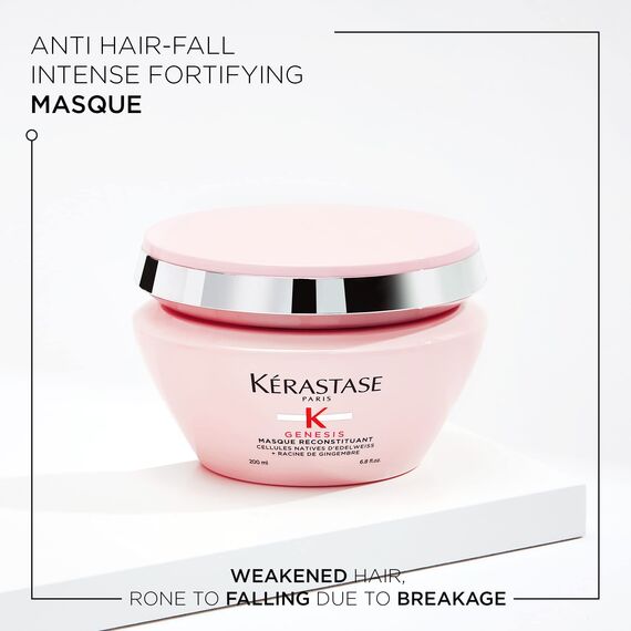 Kérastase Stärkende Haarmaske für brüchiges und strapaziertes Haar, Aufbauend und effektiv gegen Haarausfall, Masque Reconstituant, Genesis, 200 ml (Packung mit 2)