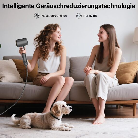 Föhn mit Diffusor, Haartrockner, 400 Millionen Plasma Ionen Fön, 110000 U/min Bürstenloser Motor Schnelles Trocknen Haarföhn, 57dB Geräuscharm Hair Dryer, Haarfön für Reise, Zuhause