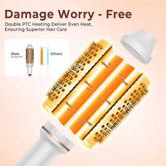 Thermal Brush Thermobürste 38mm, Lockenbürste 3 in 1 LCD Anzeige 120-200℃, Erhöhen Sie das Haarvolumen, Lose Locken, Glattes Haar, Leichte Kompakte Größe,Verwendet als Kamm, Glätteisen