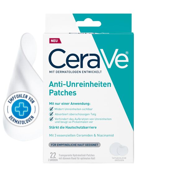 CeraVe Anti-Unreinheiten Patches Transparente Anti-Pickel-Pflaster für unreine und zu Akne neigende Haut
