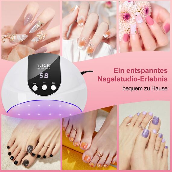 UV Lampe für Gelnägel,54W UV Lampe Nägel mit 3 Timer, LCD Display, Auto Sensor,Premium UV Lampe für Alle UV Gel Nagellack, Ideal für Anfänger und Profis, Perfektes Festivalgeschenk