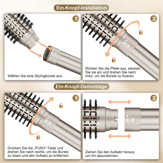 7MAGIC 6 in 1 Airstyler, Hairstyler, Lockenstab Auto-Wrap, Stylen Sie Beach Wave, Ionen Föhn, Professioneller Rundbürstenföhn,Glätteisen, für Besondere Anlässe, Reisen