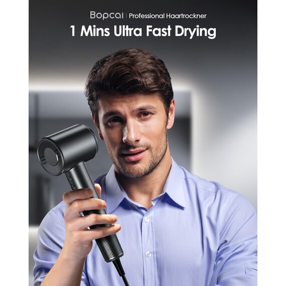 Bopcal Ionen Föhn,160000 U/min High-Speed Haartrockner, 500 Millionen Ionen Fön mit Diffusor Verwendet für Schnelles Trocknen, Professioneller Reisehaartrockner für Hause, Salon, Geschenk, 12 Modi