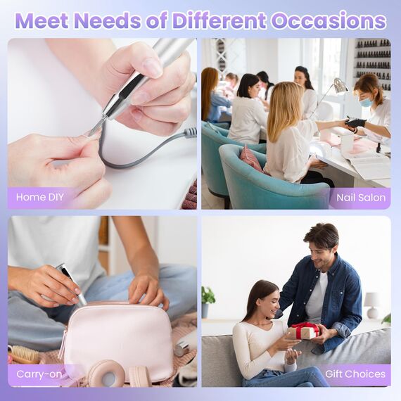 Xoali Nagelfräser Kabellos 35000 u/min，13 in 1 Elektrische Nagelfeile，Fräser für Gelnägel Professionell mit Batterie，Maniküre Pediküre set Elektrisch für Semi Permanent, Acrylnägel, Naturnägel(Silber)