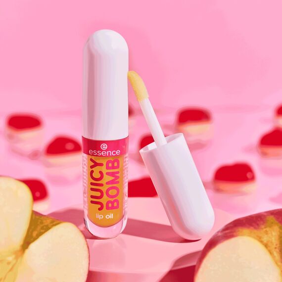 essence JUICY BOMB PARTY lip oil, Lipgloss, Nr. 04, Gelb, pflegend, mit Ölen, natürlich, glänzend, vegan, ohne Parabene, ohne Mikroplastikpartikel, Nanopartikel frei, 1er Pack (2.4ml)