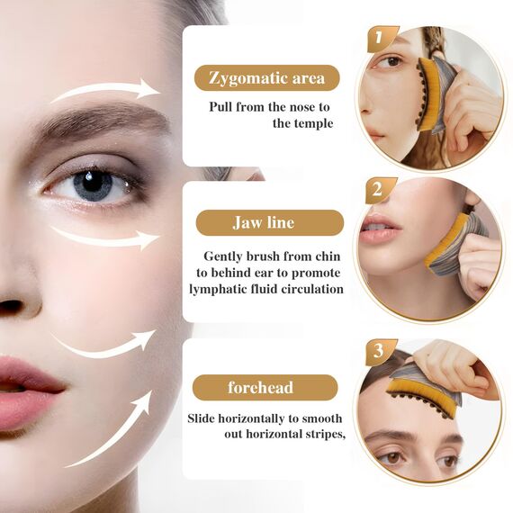 Lymphatic Contour Face Brush,Lymphatische Gesichtsbürste,Lymphdrainage Gesicht,Trockene Gesichtsbürste, Kinn- und Kieferformung, Gesichtsbürste für Lymphdrainage und Gesichtskontur