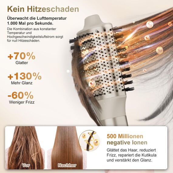 7MAGIC 6 in 1 Airstyler, Hairstyler, Lockenstab Auto-Wrap, Stylen Sie Beach Wave, Ionen Föhn, Professioneller Rundbürstenföhn,Glätteisen, für Besondere Anlässe, Reisen