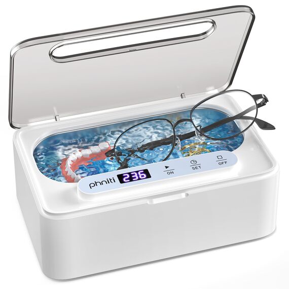 Phniti Ultraschallreinigungsgerät 47kHZ Brillenreinigungsgerät Mit 3 Modi Tragbar Ultraschallgerät 330ml Ultraschallreiniger für Zahnschiene Schmuck Ultraschall Ultrasonic Cleaner