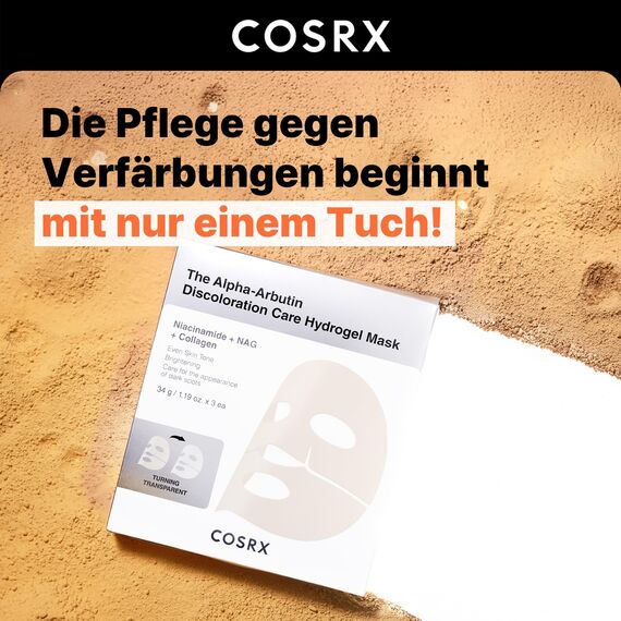 COSRX The Alpha-Arbutin Discoloration Care Hydrogel-Gesichtsmaske, 3 Stück – Kollagen-Gesichtsmaske, Reise-Essential, Overnight-Maske, Korean Skincare