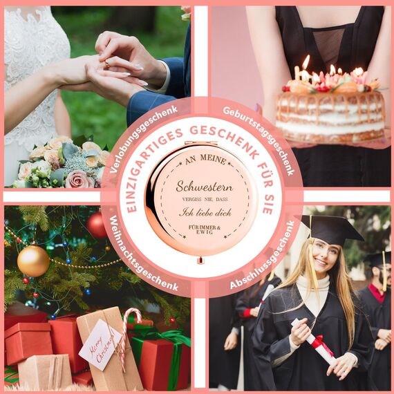 VivaJoy Schwester Geschenk –Schwester Geschenke Geburtstag, Kosmetikspiegel, Frauen, Geschenk Schwester Geburtstag oder Weihnachten Geschenke für Schwester