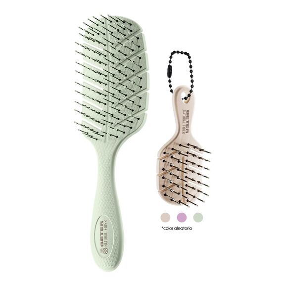 Beter - Natural Fiber+Charm Mini Skelettbürste Anti-Ziehen, Entwirrt, Verhindert Knoten und Brechen, Ökologisch, Sanftes und ziehfreies Styling