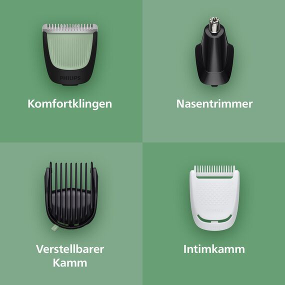 Philips Multigroom 3000er-Serie All-in-One 9-teiliger Trimmer: Rasierer und Haarschneider für Gesicht, Kopf und Körper, selbstschärfende hautfreundliche Klingen, zwölf Längeneinstellungen, MG3946/15