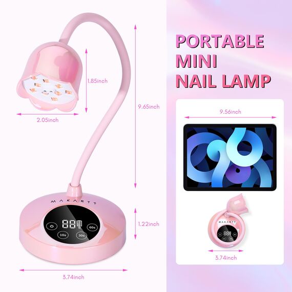 Makartt UV Lampe für Gelnägel - Gooseneck UV Lampe Nägel Cherie Cordless USB 30W Nagellampe Dryer Gel Nagellampe with 4 Times & Auto Sensor Professional Fast Flash Curing Polish Nail Art
