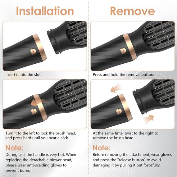 Anluomania Warmluftbürste Set, Airstyler Set 1000W, Air styler, Hair Styler mit 5 Ersatz, Haarstyler, Hairstyler, Airflow Lockenstab, Haartrockner, Föhnbürste für Glätten, Trocknen, Volumen, Locken