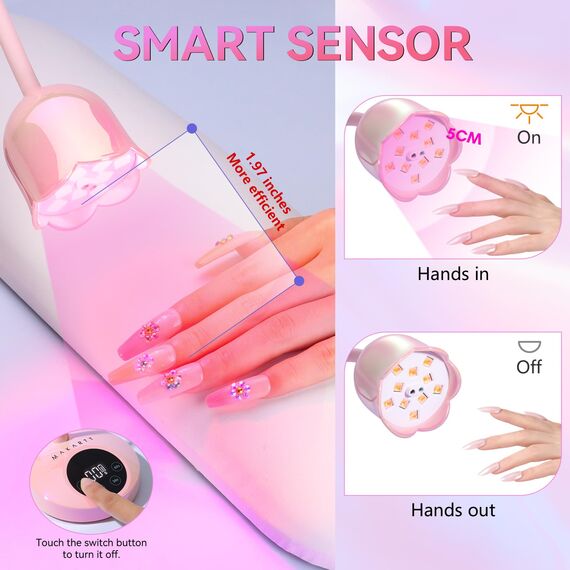 Makartt UV Lampe für Gelnägel - Gooseneck UV Lampe Nägel Cherie Cordless USB 30W Nagellampe Dryer Gel Nagellampe with 4 Times & Auto Sensor Professional Fast Flash Curing Polish Nail Art