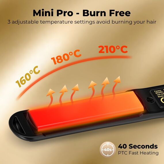 Haarglätteisen Mini Glätteisen für kurze Haare, Tourmalin-Keramik kleiner Haarstraighter, Reisender Mini Haarstraighter mit Etui, automatische Abschaltung, Zweispannig, verstellbare Temperatur