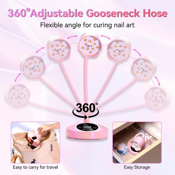 Makartt UV Lampe für Gelnägel - Gooseneck UV Lampe Nägel Cherie Cordless USB 30W Nagellampe Dryer Gel Nagellampe with 4 Times & Auto Sensor Professional Fast Flash Curing Polish Nail Art