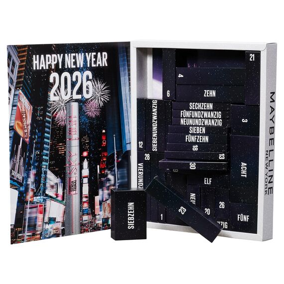 Maybelline New York Adventskalender 2025, Mit 31 Türchen für den gesamten Dezember, 26 Originalprodukten & 5 Goodies, inkl. 2 Sky High Mascara + 4 Garnier Skincare Produkten