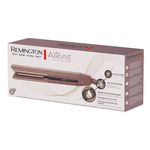 Remington AIRvive™ Glätteisen [Ionic Air-Technologie: weniger Frizz & statische Aufladung] Ultra-Keramikbeschichtung mit Mikrowirkstoffen (Schmale Platten, LCD-Display, 150-230°C) Haarglätter S8930