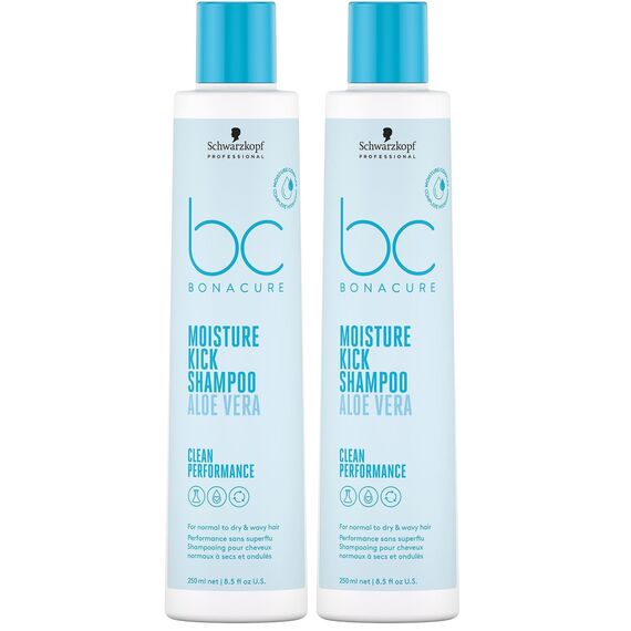Schwarzkopf Professional Bonacure Moisture Kick Shampoo Normales Trockenes Haar Vegan Glycerol Feucht Gepflegtes Haargefühl Verhindert Austrocknung Silikonfrei 250 ml (Packung mit 2)