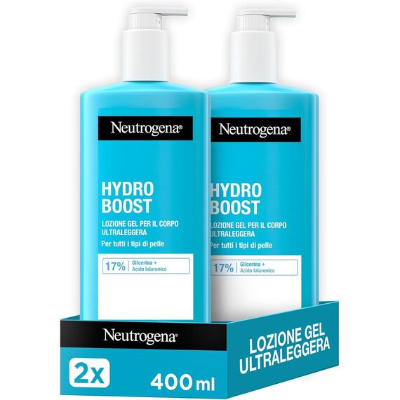 Neutrogena HYDRO BOOST Ultraleichte Gel-Lotion, pflegende Körpercreme 72h für alle Hauttypen, Körpercreme mit Hyaluronsäure und Glycerin, 2er Pack (2 x 400 ml) - Exklusiv von Amazon