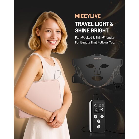 MICEYLIVE LED-Gesichtsmaske, 400 LEDs LED Mask für Gesicht in 4 Mod Led Gesichtsmaske mit Nahinfrarot für die Hautpflege zu Hause, 3000mAh Remote