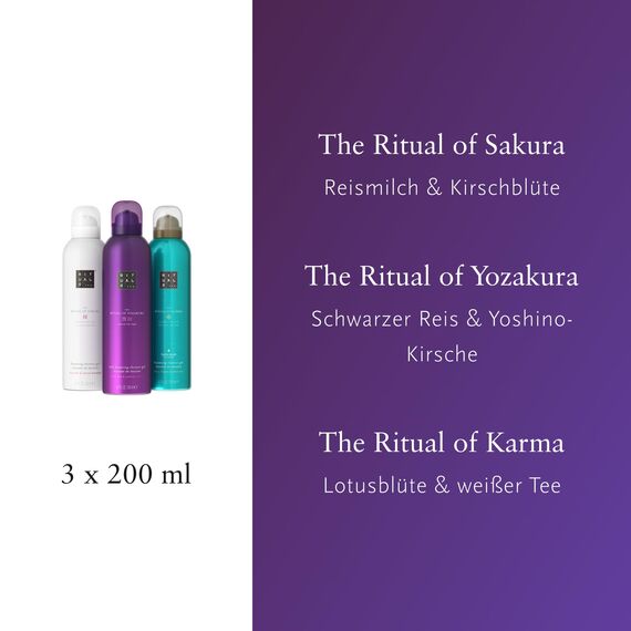RITUALS Duschschaum Geschenkset – Luxuriöses Pflegeset The Ritual of Sakura, Karma und Yozakura 3x200ml