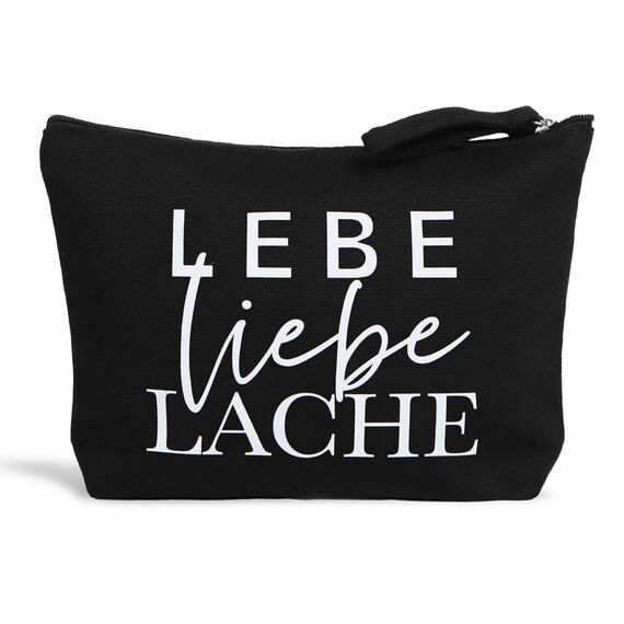 MEJOSER Geschenk für Freundin Frauen Kosmetiktasche Klein Lebe Liebe Lache Schwarz Adventskalender Füllung Kulturtasche Schminktasche Kulturbeutel Kleine Make Up Tasche mit Spruch Organizer Damen