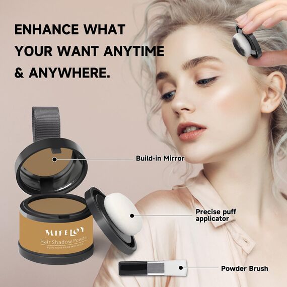 MIFELOY Unsichtbares Ansatzpuder, Männer Wasserfestes Haaransatz Puder, Frauen Soforteffekt Concealer zur Haarverdichtung, Haar Abdecken zum Ansatz kaschieren Dünne Stellen Kahle Graue, Dunkelblond
