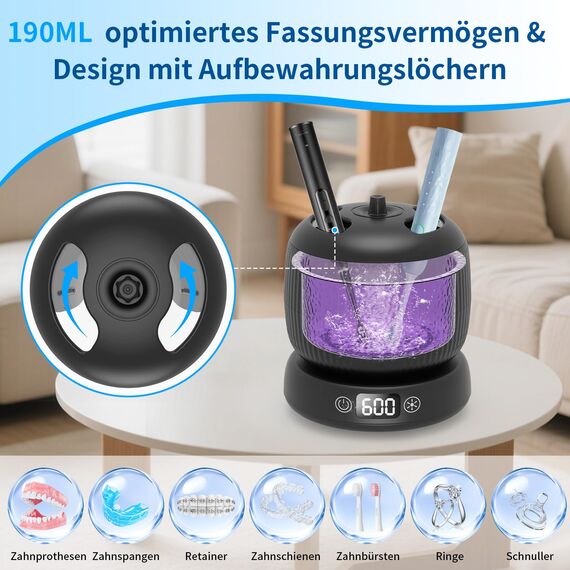 Morole Ultraschallreinigungsgerät, Ultraschallreiniger | 45000Hz | 230ML | Ultrasonic Cleaner Dental Pod mit UV-Lampe | für Zahnschiene, Retainer, Aligner, Zahnprothesen Zahnbürste und Schmuck