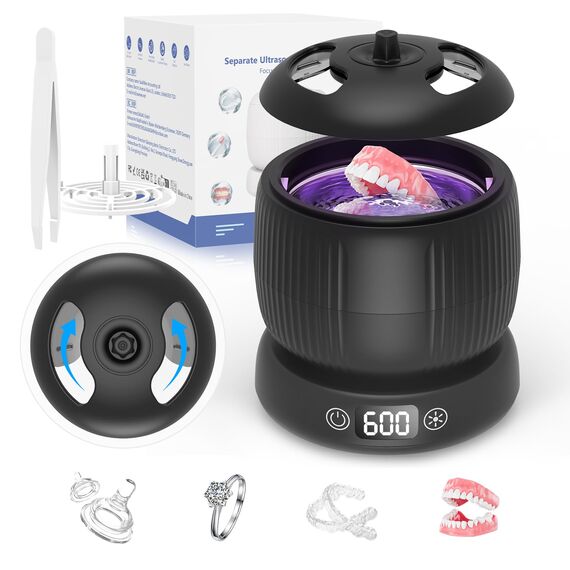 Morole Ultraschallreinigungsgerät, Ultraschallreiniger | 45000Hz | 230ML | Ultrasonic Cleaner Dental Pod mit UV-Lampe | für Zahnschiene, Retainer, Aligner, Zahnprothesen Zahnbürste und Schmuck