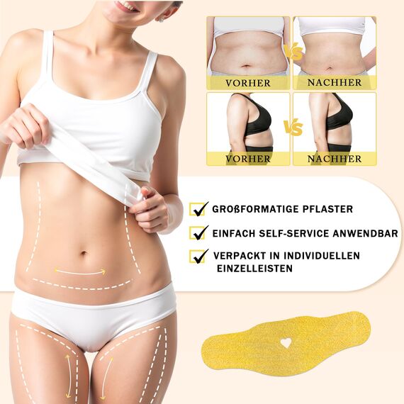 Slim Patch zum Abnehmen – Abnehmpflaster für schnelle Fettverbrennung am Bauch – TCM-Kräuter Formel, Anti-Cellulite, Stoffwechsel-Booster, Natürlich & ohne Chemie, 4 Stück