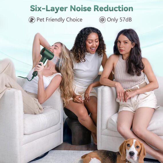 TQQ Haartrockner, 200 Million Negativ Ionen Fön, 110.000 U/min Bürstenloser Motor Schnelles Trocknen Föhn, 57dB Geräuscharm Haarföhn für Zuhause, Reisen