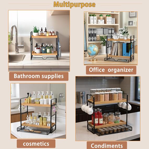 LEMIKKLE Kaffeebar-Zubehör und Kaffeetassenhalter, Küchenorganizer und -aufbewahrung, Gewürzregal-Organizer für Arbeitsplatte, Küche (Schublade)