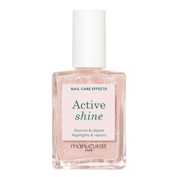 Manucurist Active Shine Nude Nagellack, pflegend, aufhellend, biologisch: Rote-Beete-Extrakt, AHA, pflegender Nagellack, stärkend, feuchtigkeitsspendend – Perlmutt-Beige.
