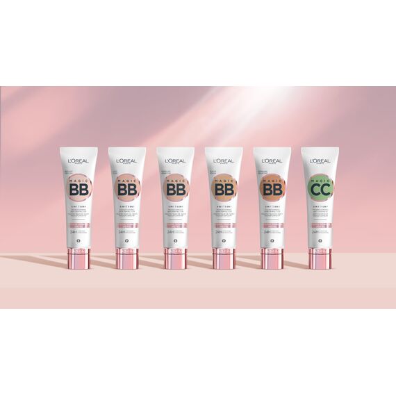 L'Oréal Paris Getönte Tagescreme, Für 24h Feuchtigkeit und einen ebenmäßigen Teint, Magic BB Teint Optimierer, Nr. 01 Very Light (Sehr Hell), 1 x 30 ml (Packung mit 2)