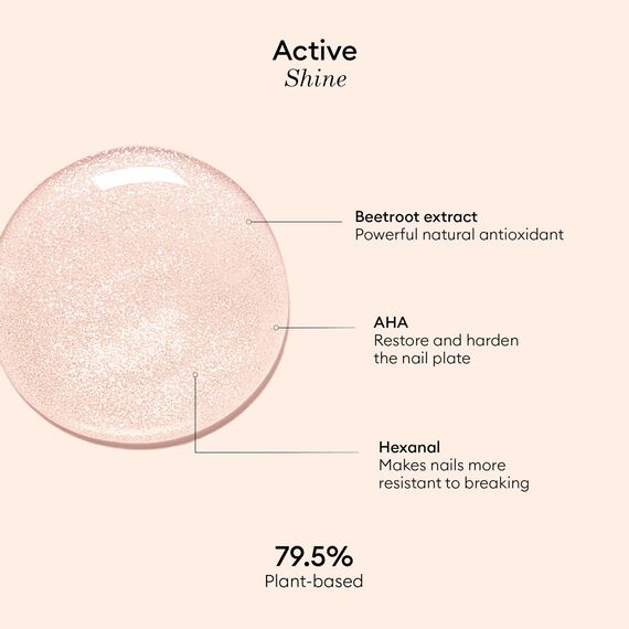 Manucurist Active Shine Nude Nagellack, pflegend, aufhellend, biologisch: Rote-Beete-Extrakt, AHA, pflegender Nagellack, stärkend, feuchtigkeitsspendend – Perlmutt-Beige.