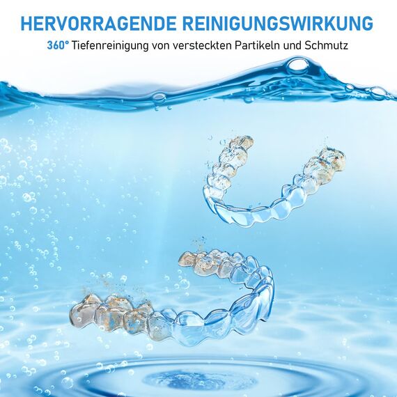 Klarsonic Ultraschallreinigungsgerät, 50000Hz Dental Pod 250ML Ultraschallreiniger - Ultrasonic Cleaner mit 6 UV Lampe für Zahnschiene, Zahnspangen, Retainer, Zahnersatz, Aligner, Prothesen, Schmuck