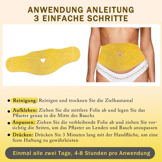 Slim Patch zum Abnehmen – Abnehmpflaster für schnelle Fettverbrennung am Bauch – TCM-Kräuter Formel, Anti-Cellulite, Stoffwechsel-Booster, Natürlich & ohne Chemie, 4 Stück
