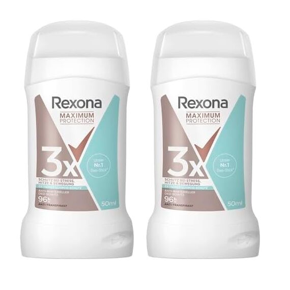 Rexona Women Maximum Protection Anti Transpirant Stick Antibakterieller Deo-Schutz Deodorant mit 96 Stunden Schutz gegen starkes Schwitzen und Geruch mit 3x Schutz bei Stress, Hitze & Bewegung 50 ml