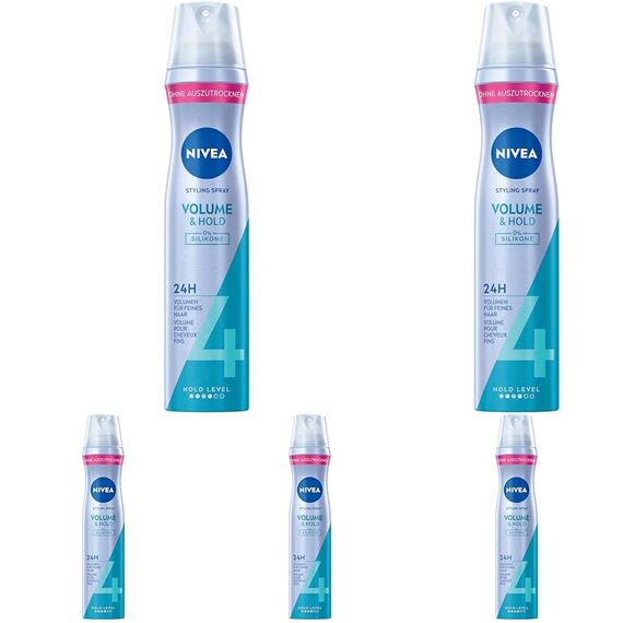 NIVEA Volume & Hold Styling Spray, stärkendes Haarspray mit UV-Schutz, Panthenol & Vitamin B3, Haarlack für sichtbar mehr Volumen & 24h Halt (Haltestufe 4), veganes Pflegespray ohne Silikone (250 ml)