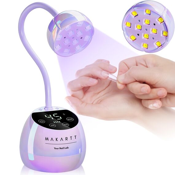 Makartt UV Lampe für Gelnägel - Gooseneck UV Lampe Nägel Cordless, Rechargeable USB 39W Dryer LED Lamp with Auto Sensor 4 Timer Settings, Fast Curing für 3D Nail Art Polish(Lila)